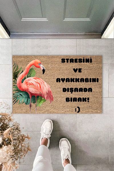 Dormot Home Decorative Modern Digital Pink Flamingo Beige Door Mat Outdoor Doormat Md-10036