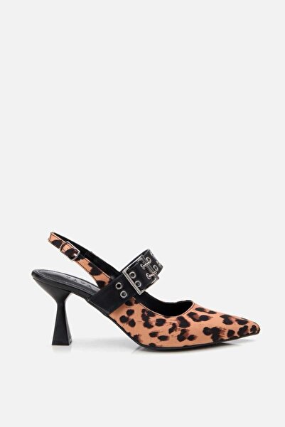 Yaya by Hotiç Kadın Taba Leopar Desenli Kemerli Stiletto