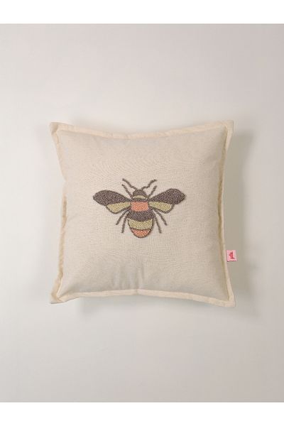 Galia Tasarım Κάλυμμα μαξιλαριού Honey Bee - Punch με ασημί φιγούρες μέλισσας