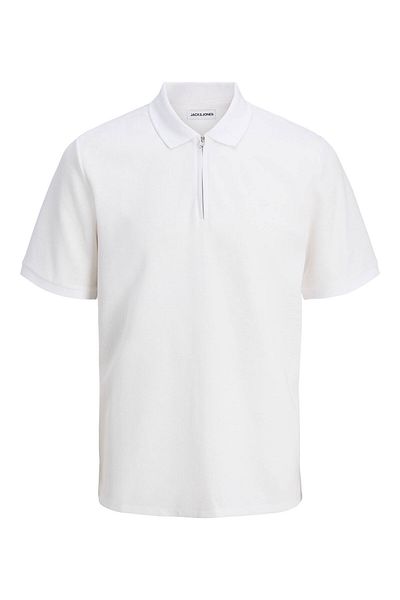 Jack & Jones Ανδρικό μπλουζάκι Jjeaustın Zip Polo Ss Sn White 12279177
