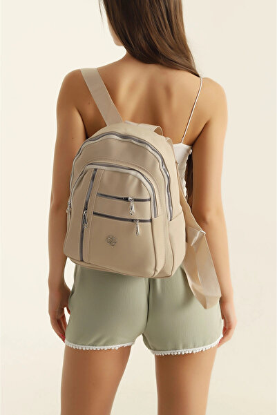 FHD BAGS حقيبة ظهر نسائية أنيقة من الساتان مع الكثير من العيون