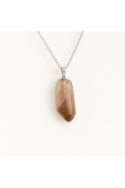 Taş Sandığı Raw Smoky Quartz Necklace – Natural Stone / Steel Chain