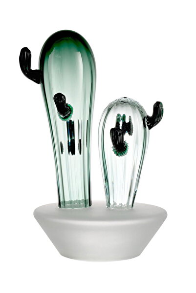 Paşabahçe Füme Yeşil Kaktüs Obje 34 cm