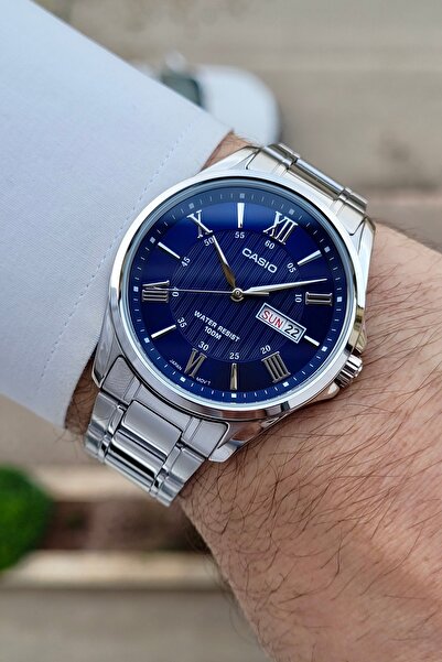 Casio Kadranı Lacivert Kordonu Gümüş Renk Erkek Kol Saati