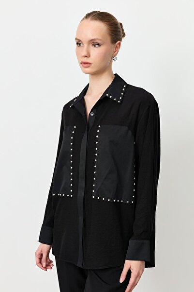 accort Zımba Detay Gömlek-SİYAH