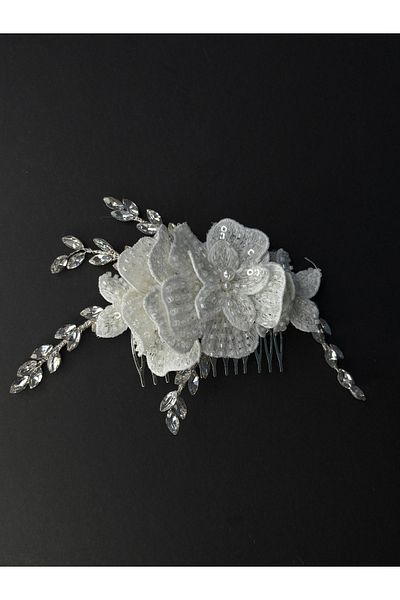 Hayalperest boncuk Maysi lace embroidered rhinestone comb barrette bridal accessory