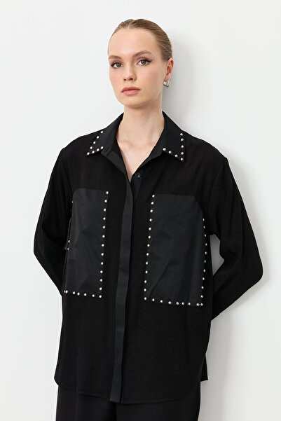 accort Zımba Detay Gömlek-SİYAH