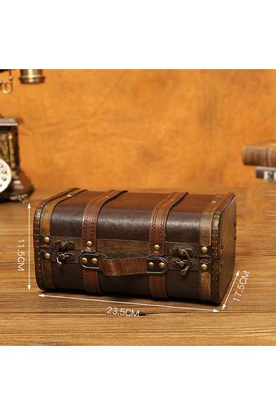 Choice S Antique style Wooden Storage Box Medieval Suitcase Treasure Chest Necklaces Art Collection Jewelr.