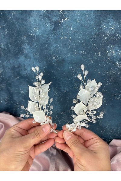 Hayalperest boncuk Tien Sedef Resin 2 Pack Hair and Turban Bridal Accessory
