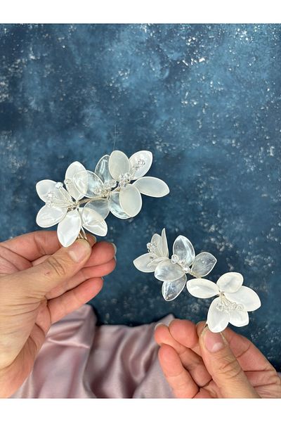Hayalperest boncuk Vernage resin enamel 2 piece bride hair accessory with comb