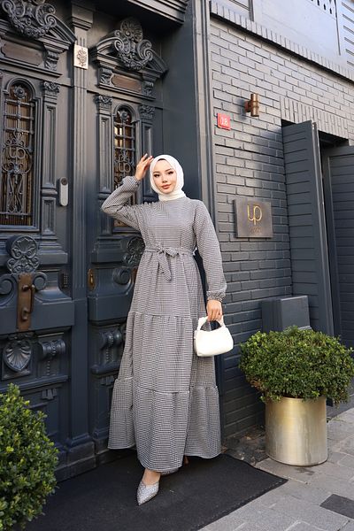 ECESSAMODAM Φόρεμα Hijab με ζώνη πολλαπλών στρώσεων
