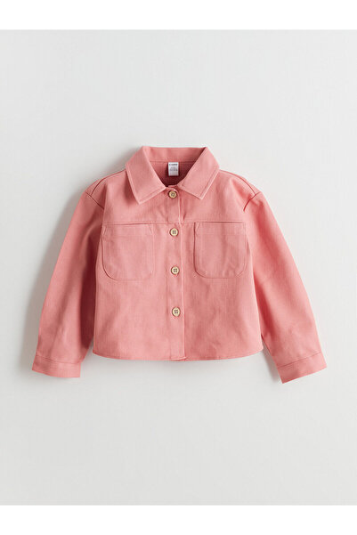 LC Waikiki Lcw Kids Pink Gabardine Plain Standard & Regular Girls' Jacket wit...
