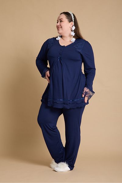 Effortt 2-Piece Maternity Pajama Set Top and Bottom Breastfeeding Featured Cotton Maternity Clothing Set