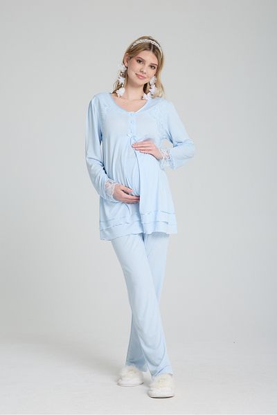 Effortt Set de pijamale de maternitate din 2 piese Set de îmbrăcăminte de maternitate din bumbac, cu caracteristică pentru alăptare