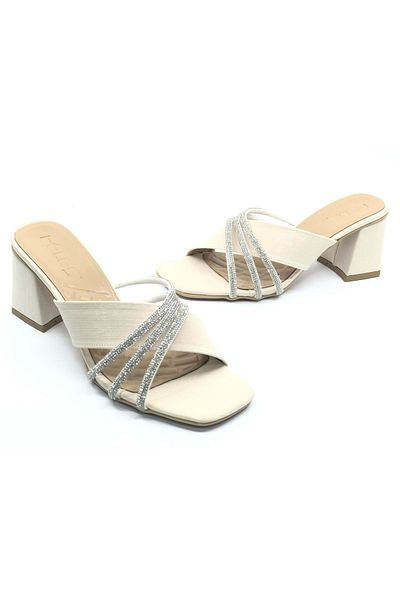 Kids Club Shoes Γυναικείες παντόφλες με τακούνι Feles Satin Stripe TEN