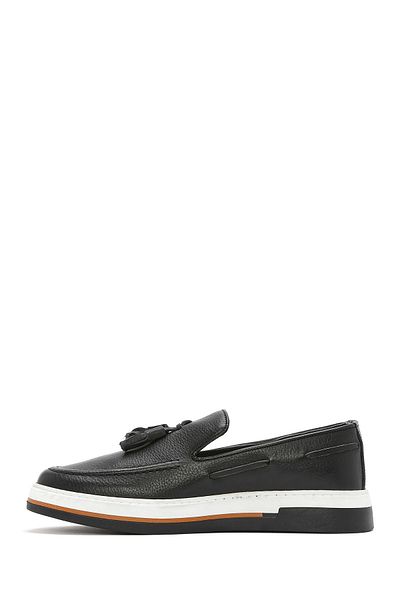 Derimod Men's Black Tasseled Leather Casual Loafer 25Sfd 680418