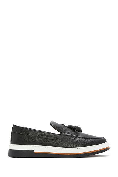 Derimod Men's Black Tasseled Leather Casual Loafer 25Sfd 680418