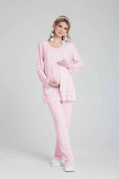 Effortt 2-Piece Maternity Pajama Set Top and Bottom Breastfeeding Featured Cotton Maternity Clothing Set