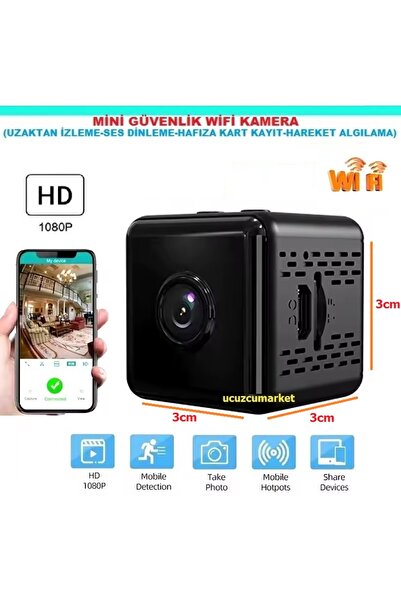 Kalite MİNİ WİFİ GÜVENLİK KAMERA (Uzaktan Izleme-Ses Dinleme-Hafıza Kart Kayı...