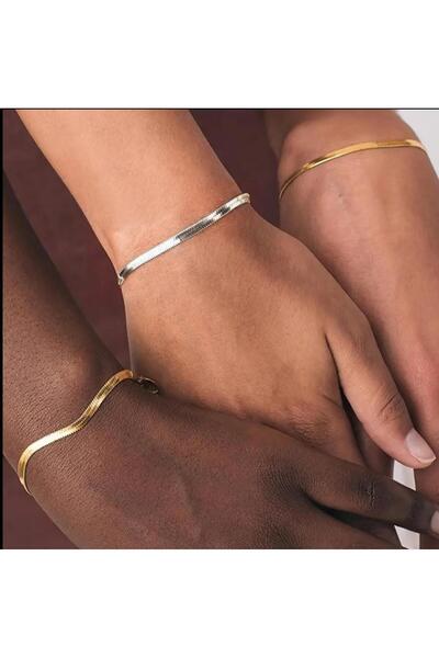 Tudivanyu Aksesuar Steel Flat Italian Chain Bracelet - Silver Color