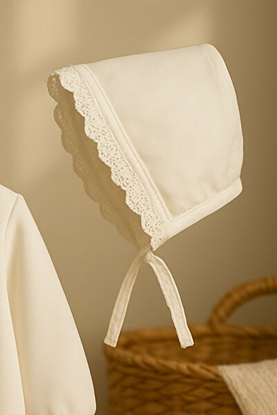 Minytrendy Baby Girl Newborn Jumpsuit Vintage Hospital Release Mevlüt Bonnet Suit-Ecru