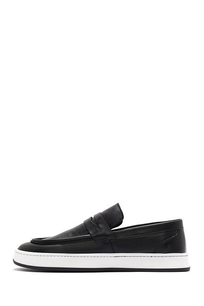 Derimod Men's Black Moccasin Leather Loafer 25Sfd 633018