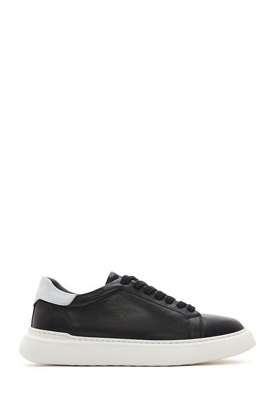 Derimod Men's Black Lace-Up Thick Soled Leather Sneaker 25Sfd 700018