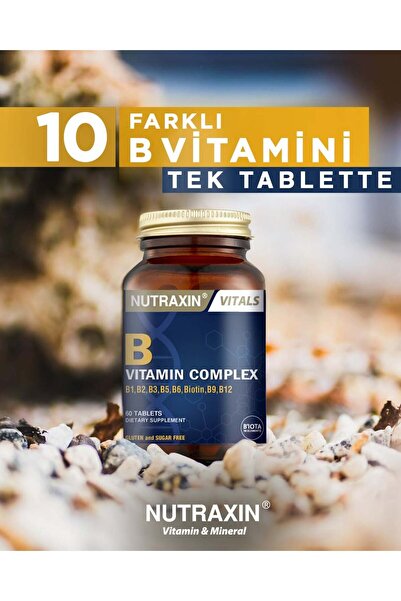 Nutraxin B Complex Vitamin 60 Tablet B1, B2, B3, B5, B6, B12