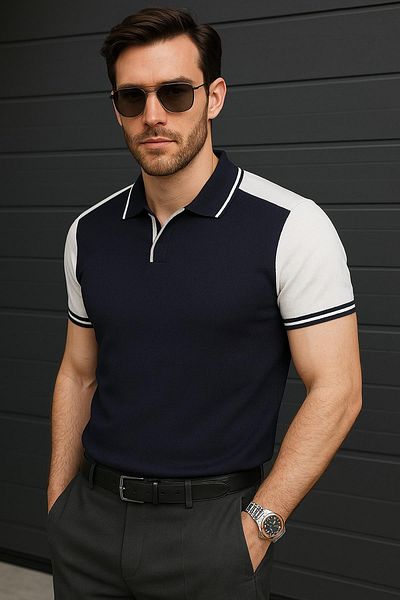 Delpino Πλεκτό Polo Neck Ανδρικό βαμβακερό T-shirt
