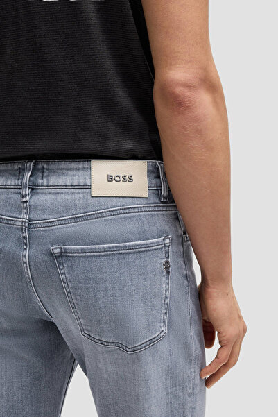 BOSS Erkek Regular Fit Normal Bel Düz Paça Denim Gri Jeans 50538534-040