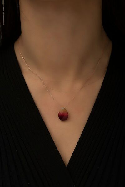 Papatya Silver 14 Ayar Altın His taşı Damla Kolye