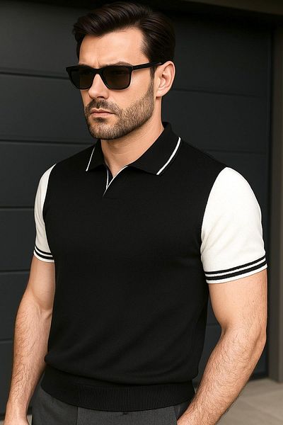 Delpino Πλεκτό Polo Neck Ανδρικό βαμβακερό T-shirt