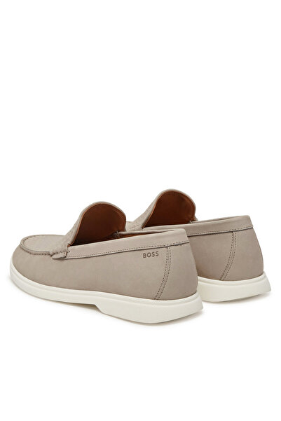BOSS Erkek Günlük Rahat Taban %100 Sığır Derisi Astarlı Monogram Logolu Üst Yüzeyli Dikiş Detaylı Bej Loa