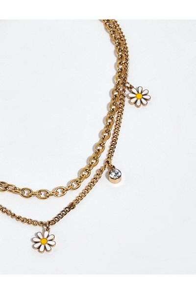 Kayra Daisy Detailed Anklet Gold