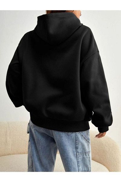 Sweetline Malibu Sweatshirt - Black Printed Oversize Winter Thick Hoodie