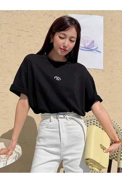 DUBU BUTİK Sweet Candy Single Jersey T-Shirt - Printed Oversize Crew Neck Short Sleeve T-Shirt