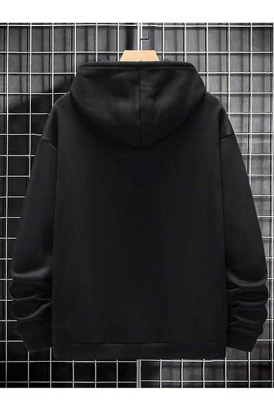 Sweetline A Logo Zippered Cardigan Sweatshirt - Black Printed Oversize Winter Thick Hoodie