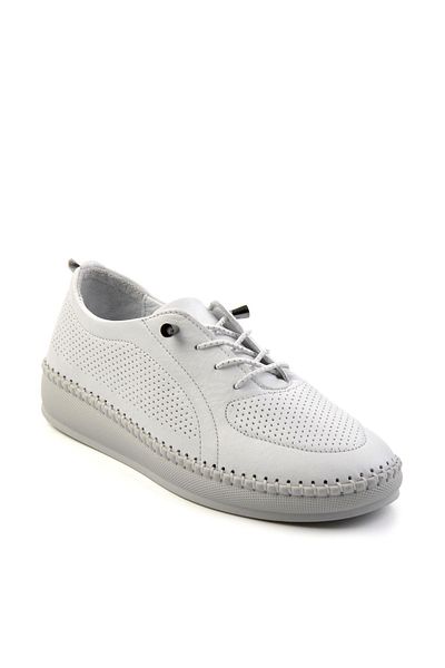 Bambi White Leather Women's Casual Shoes K 01523021203