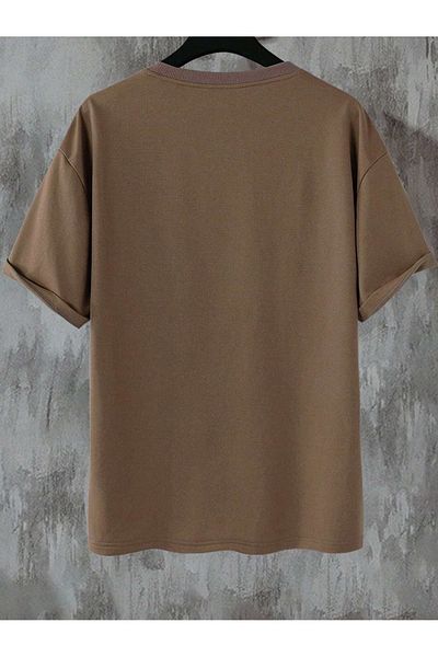DUBU BUTİK T-Shirt - Καφέ - Oversize