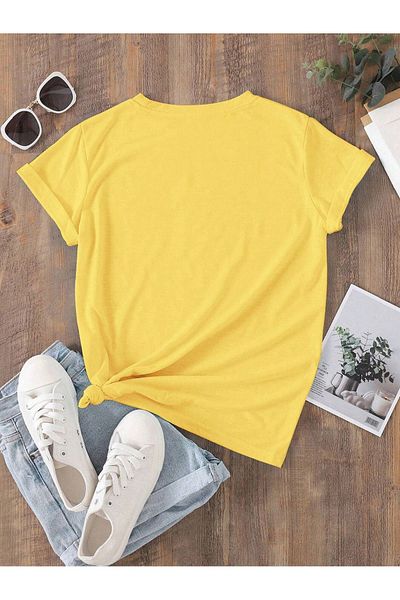 DUBU BUTİK Colorful Heart Single Jersey T-Shirt - Printed Oversize Crew Neck Short Sleeve T-Shirt