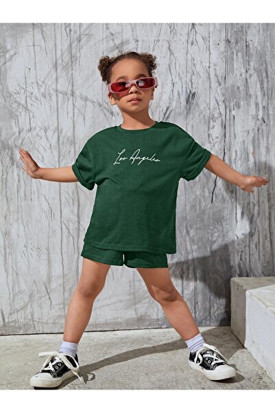 Sweetline Los Angeles Cotton Kids Team T-shirt Σορτς - Nefti Green Print για ...