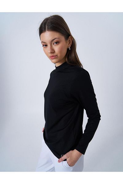 Kayra Bluză neagră tricotată cu decolteu