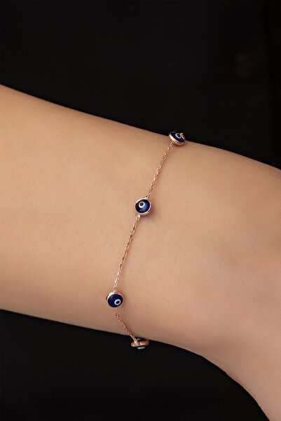Papatya Silver 925 Ayar Gümüş Minimal Tek Sıra Nazargöz Tifany Bileklik.rose....