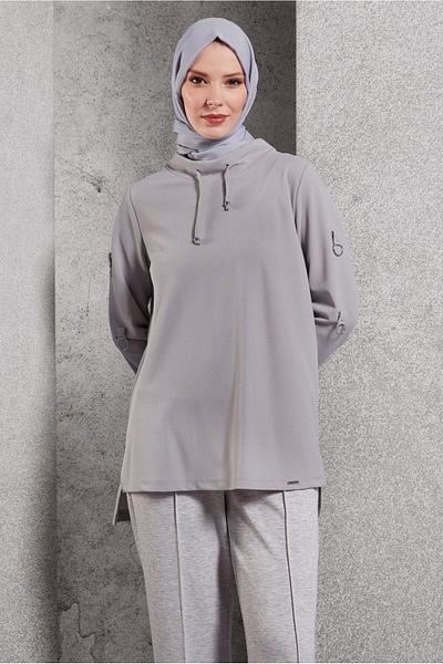 Alvina Lace-Up Neckline Tracksuit Tunic - 45209