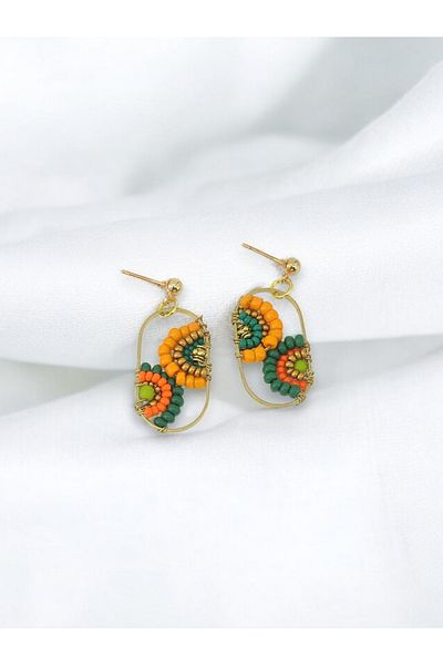 delay art Handmade Authentic Earrings Ethnic Bohemian Beaded Jewelry. Length: 4 cm