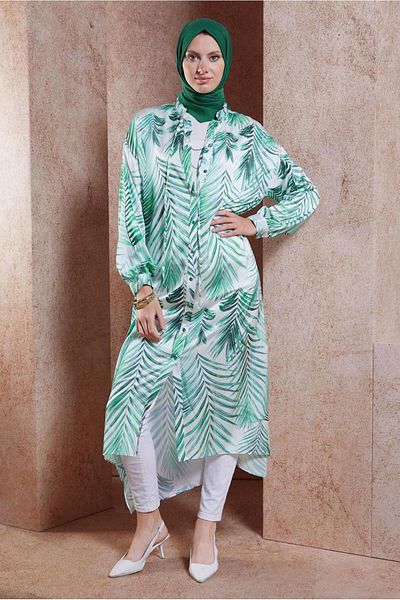 Alvina Tunica lunga din satin 44611 - cu model