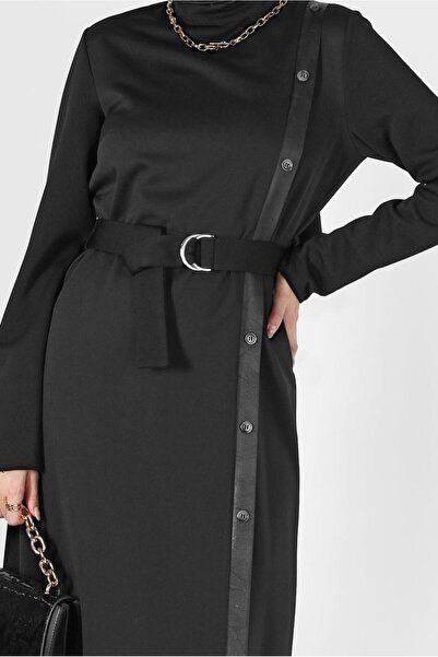 Alvina Deri Detaylı Kuşaklı Elbise 42193