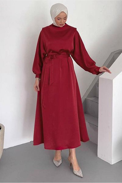 TRENDTESETTÜR Women's Red Belted Dress t 73552