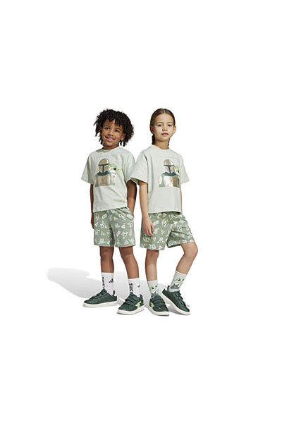 adidas Lk Sw Mndo Tset Children's Casual Shorts Suit Jf3648 Green