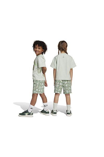 adidas Lk Sw Mndo Tset Children's Casual Shorts Suit Jf3648 Green